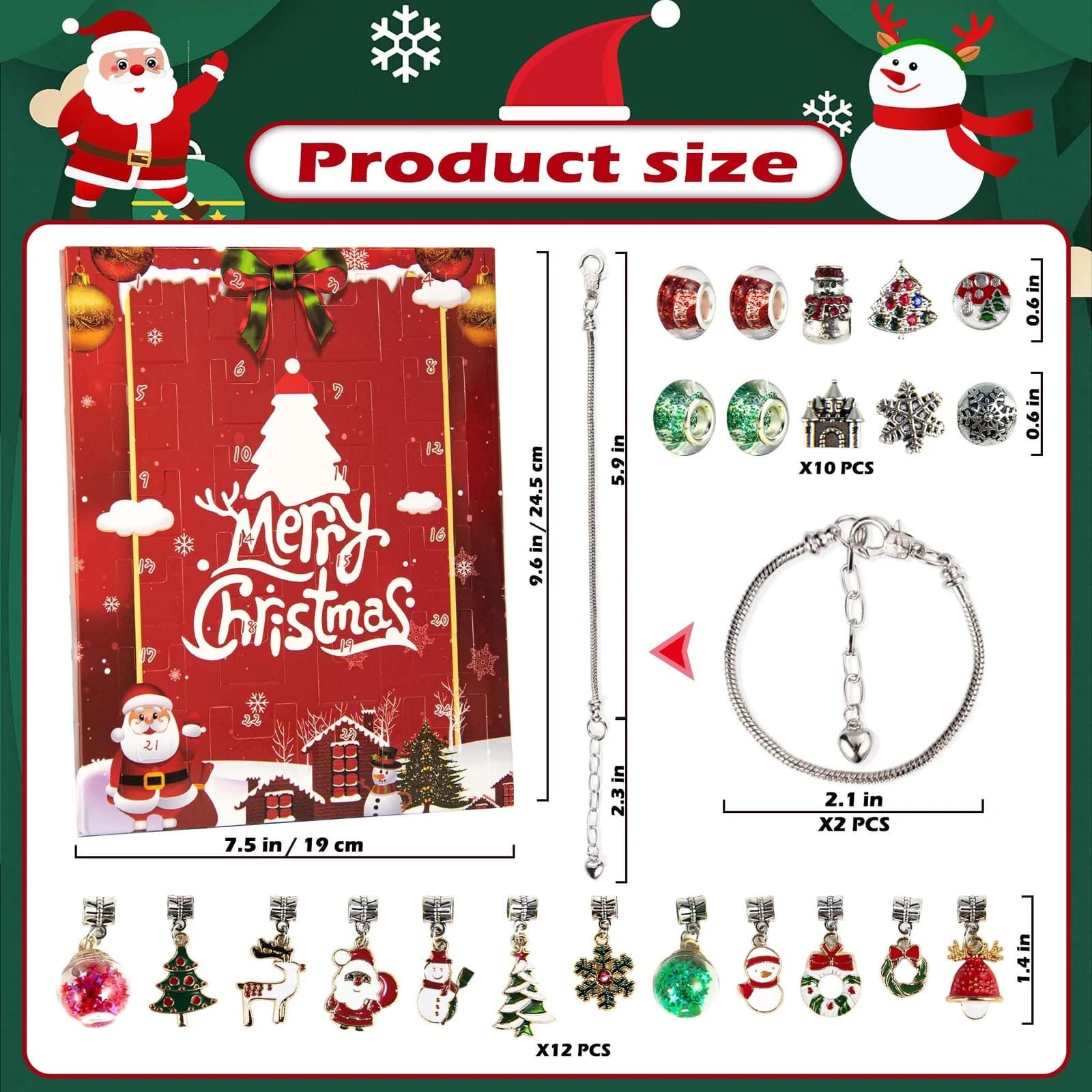 EverdenLife Christmas Jewelry Countdown Set – 24-Day Gift Box for Girls 🎄